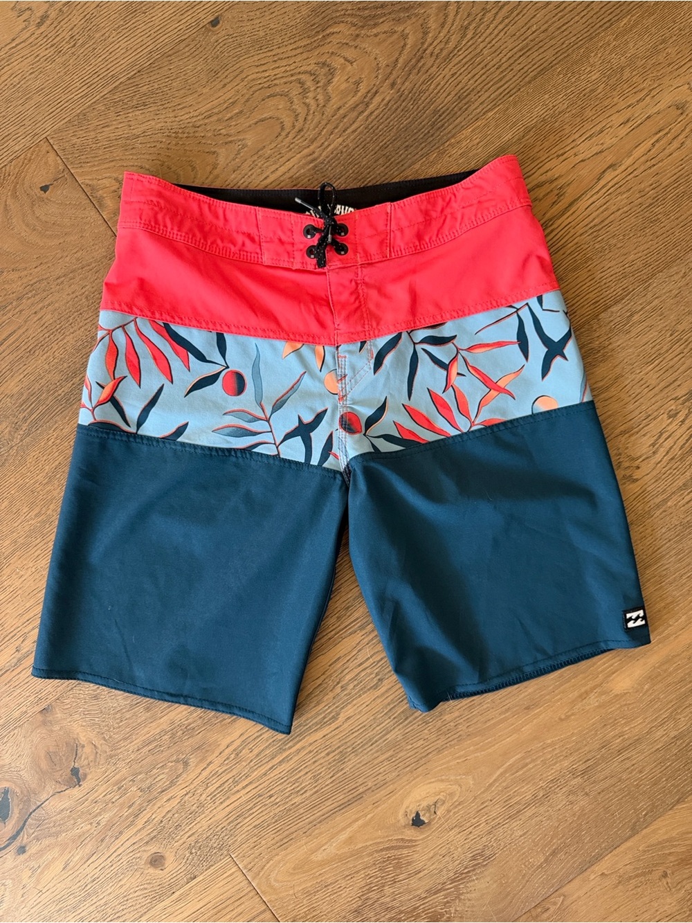Men's Colorblock Floral Boardshorts - Red, Blue
